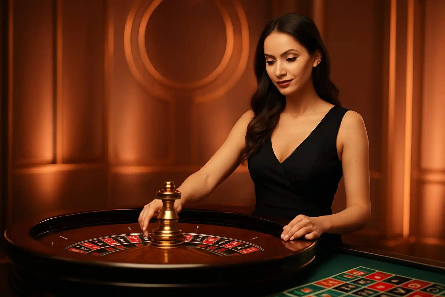 Live dealer at a roulette table representing the Turbosven Casino live casino